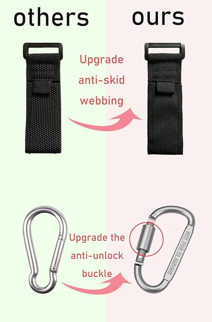 4 Pcs Baby Stroller Hook, Carry 30 lbs per Stroller Carabiner Clip, Adjustable Baby Stroller & Car Seat Hook for Hanging Diaper Bag, Wheelchair,Golf cart, Shopping and Pet Cart