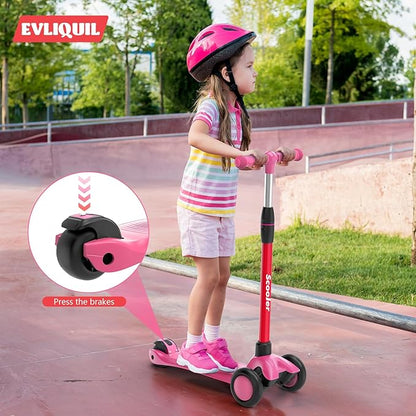 Kids Scooter,Lighted Wheels and 3 Adjustable Height Handlebars Scotters for Kids 3-12,3 Wheel Toddler Kick Scotter for Boys & Girls up to 132 Lbs.