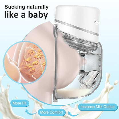 Wearable Breast Pump, Hands Free Breast Pump, Portable Electric Pump with LED Display, Ultra-Quiet and Pain Free- 4 Modes & 12 Levels, 24mm Flange, 2 PackPack