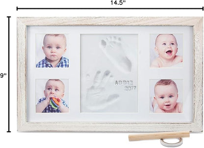 Little Hippo Baby Footprint Kit & Keepsake | Baby Handprint Kit | Baby Hand and Footprint Kit (Rustic White, Large)
