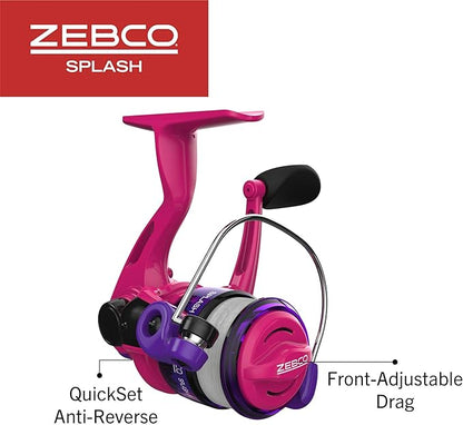 Zebco Splash Junior Spinning Reel and Fishing Rod Combo, 4-Foot 2-Piece Fishing Pole, Size 10 Reel, Changeable Right- or Left-Hand Retrieve, Pre-Spooled with 6-Pound Zebco Line