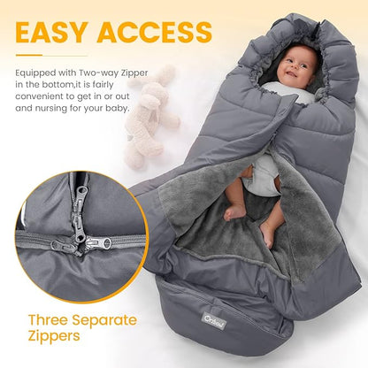 Orzbow Warm Bunting Bag Universal,Stroller Sleeping Bag Cold Weather,Waterproof Toddler Footmuff (Grey, Large)