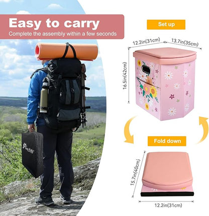 Upgrade XL Portable Toilet for Adults, Extra Large Portable Travel Floding Toilet, Camping Tall Toilets with Lid for Adults and Kids Compact Potty for Car,Hiking,Beach and Camping