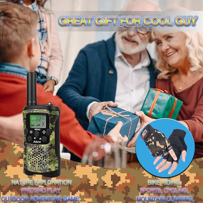 Kids Walkie Talkies Boys Toys Gifts for Kids Aged 5-12 Outdoor Toys 3 Miles Long Range 22 Channel 2 Way Radio fit Adventure Game Hunt Camp Toys 6 7 8 9 Years Old Boys Gifts