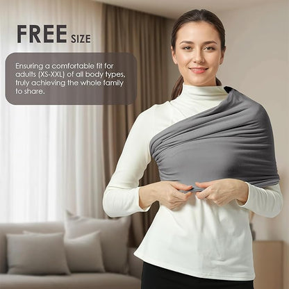 Baby Wrap Carrier, Lightweight Baby Wearing Wraps for Newborn and Infant, Soft Swaddle Holder Carrier, Cozy Baby Sling 7-35 lbs Grey