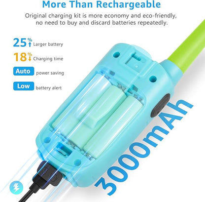 Walkie Talkies for Kids Adults Long Range Rechargeable 4 Pack Drop-resistant FRS 2 Way Radio 4 Miles with Lanyard Battery NOAA USB, Family Toy for 3-12 Year Old Boy Girl Toddler Camping Skiing