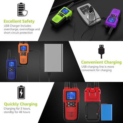 Walkie Talkies Rechargeable for Adults Long Range with Earpiece NOAA Weather Alert, Multi-purpose 2 Way Radio 6 Pack for Team Work Senior Care Kid Adventure Family Camping Hiking Skiing Cruise