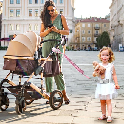 Accmor Reflective Toddler Belt Leash, Anti Lost Wrist Link for Baby, Kid Anti Lost Waist Band Child Leash with Lock for Babies Girls, Child Walking Harness Wristband Rope Tether for Outdoor Travel
