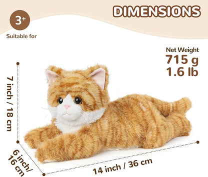 Orange Tabby Cat Stuffed Animals, Microwavable Stuffed Animal Adorable Fluffy Cat Plush for Warmth & Comfort, Heatable & Coolable Lavender Scent Cat Toys, Cute Soft Plushies Cat Gifts for Kids & Adult