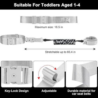Accmor Toddler Waist Leash Belt, Reflective Baby Anti Lost Wrist Link, Kids Walking Harnesses Children Wristband Tether Leashes with Lock for Boys Girls Ages 1-4 to Outdoor Travel (Black)