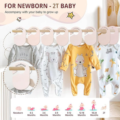 Baby Closet Dividers, Double Sided Nursery Clothes Size Separators for Newborn to 2T, Round, Neutral, 8 Pcs