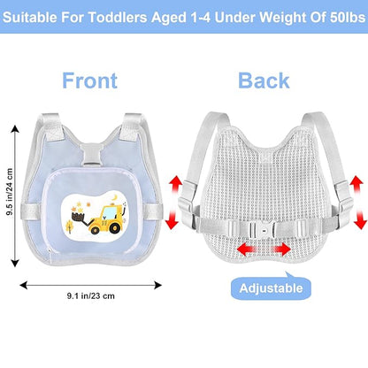 Accmor Toddler Harness Leash, Collapsible Kids Leash + Anti Lost Wrist Link for Outdoor Travel, Cute Excavator Child Walking Harness Tether Wristband Assistant Strap Belt Protector for Baby Boys