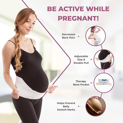 Gabrialla Made in USA Pregnancy Belly Band, Soft & Breathable Maternity Belly Band – Pregnancy Belt for Back, Pelvic & Waist