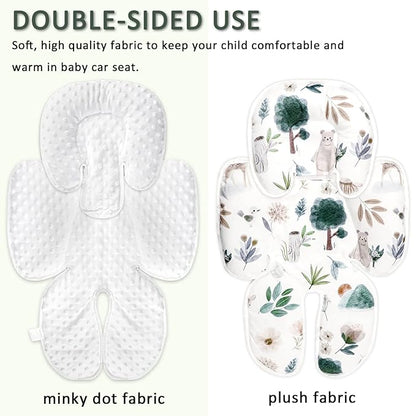 2 in 1 Infant Car Seat Insert, Car Seat Head Support Baby Girls Boys, Soft Newborn Carseat Insert Cushion, Perfect for Carseats, Strollers, Swings (White Animals)