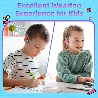 2 Pack Kids Headphones, Bluetooth 5.2 Air Conduction Open Ear Headphones, 85dB Volume Limiting, Stereo Sound with Mic, IPX5 Waterproof, 20H Playtime-Blue Purple