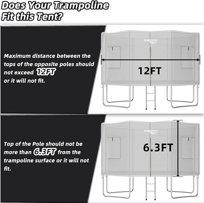 Gardenature 10FT/12FT/14FT Trampoline Tent(Tent Only), Fit Round Trampolines, Shade Cover with LED Light, Outdoor Trampolien Accessories, Anti-Tear, Beige