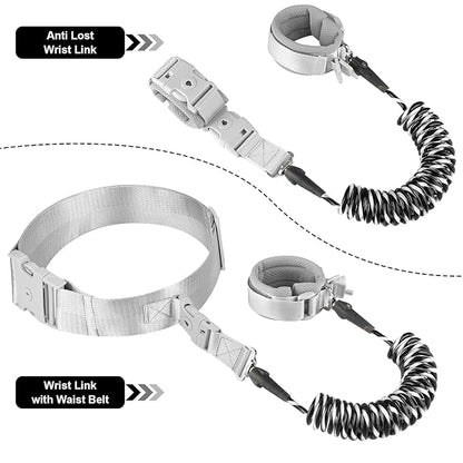 Accmor Toddler Waist Leash Belt, Reflective Baby Anti Lost Wrist Link, Kids Walking Harnesses Children Wristband Tether Leashes with Lock for Boys Girls Ages 1-4 to Outdoor Travel (Black)
