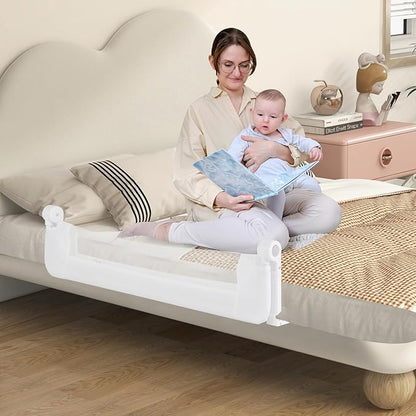 BABY JOY Bed Rails for Toddlers, Swing Down Safety Bed Guard for Convertible Crib, Folding Baby Bedrail for Kids Twin, Double, Full Size Queen & King Mattress (48-Inch, White)