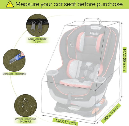 Padded Car Seat Travel Bag for Airplane, Heavy Duty Backpack for Air Travel, Water-Resistant Carrier with Shoulder Strap, Fits Most Car Seats (Green)