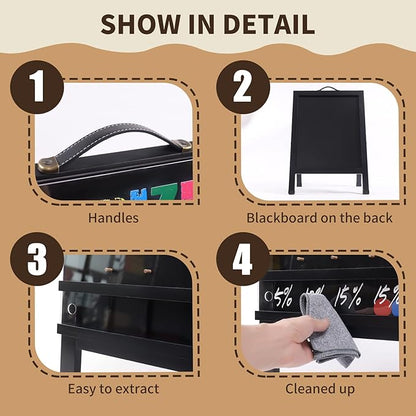 Prize Drop Game Board, 21"x30" Double-Sided Foldable Design with Wooden A-Frame Chalkboard Sign for Family, Carnival, Trade Show & Party - Includes 10 Coin Drop Discs and Chalk Set, Portable Design