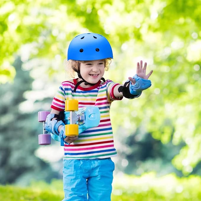 Kids Bike Helmet Set Adjustable for Children, Boys, Girls and Teenagers Aged 3-8 Years Includes Elbow, Knee, Wrist Guards Children's Helmet Protection Set for Bikes SkateboardsRollerskates