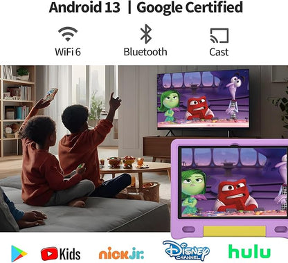 JREN Kids Table 10.1" ｜Android 14 Tablet for Kids｜64GB Storage｜Octa-Core｜WiFi ｜Cameras｜Parental Control｜Kids Content｜Case Included Great Gift for Children Ages 3-12 Years Old Purple