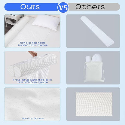 YIHATA Bed Rail for Toddlers Foldable Bed Bumpers with Flap 1 Pack Toddler Bed Rails Portable Bed Rails for Toddlers with Non-Slip Machine Washable Cover Toddler Bed Rails for Kids Twin Bed