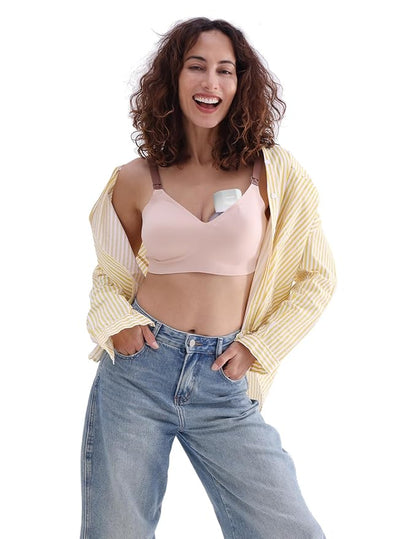 Momcozy Hands-Free Breast Pump S12 Pro, Wearable & Portable Pump with Soft DoubleFit Flange, 3 Modes | 9 Levels Double Electric Pump, Smart Display, 24mm, 2 Pack, Cozy Grey