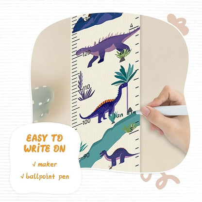Customize Name Canvas Growth Chart for Kids, Dinosaur Unisex Kids Room Wall Decor, Measuring Height Chart, Wall Tape with Height Chart for Kids, Foldable Height Tracker, Lightweight