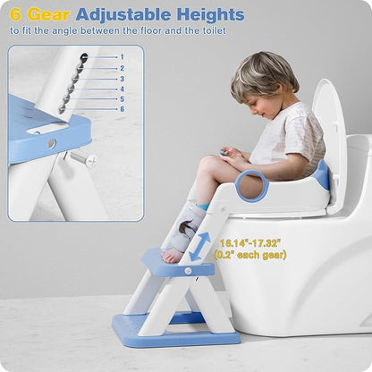 Potty Training Seat, Upgrade Toddler Toilet Seat for Kids Boys Girls, 2 in 1 Potty Training Toilet for Kids, Splash Guard Anti-Slip Pad Step Stool(Blue)