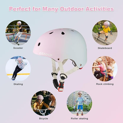Kids Bike Helmet,Toddler Skateboard Helmets for Ages 2-3-5-8-14 Years Boys Girls，Adjustable Multi-Sport Bicycle Skateboarding Football Roller Skating Scooter Rollerblade Balance Bike Helmet