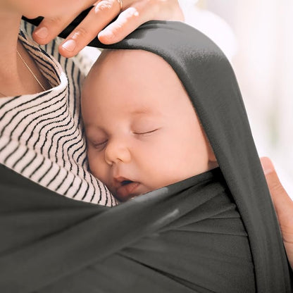 Acrabros Baby Wrap Carrier,Hands Free Baby Carrier Sling,Lightweight,Breathable,Softness,Perfect for Newborn Infants and Babies Shower Gift,Dark Grey