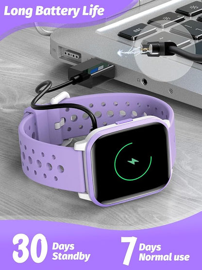 Kids Smart Watch Girls Boys, Smart Girls Watch for Kids Smart Watch Gifts for 4-16 Years Old with Sleep Mode Multiple Sports Modes Pedometer Birthday Gift for Boys Girls (Purple)