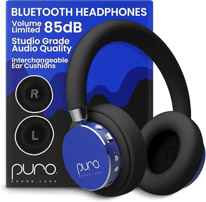 Puro Sound Labs BT2200 Plus Kids Bluetooth Headphones – Volume-Limiting 85dB, Studio-Grade Audio, Over-Ear & Comfy Design, 20-Hour Battery Life, Easy to Connect Wireless Headphones for Kids, Blue