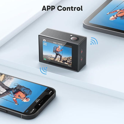 AKASO EK7000 4K30FPS 20MP WiFi Action Camera with EIS Ultra HD 131FT Waterproof Underwater Camera Remote Control 4X Zoom Support External Microphone