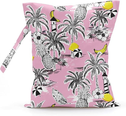Wet Bag, Wet Dry Bag, Wet Bag for Swimsuit, Travel, Beach, Pool, Diapers, Dirty Yoga Gym Clothes, Makeup Bag, Waterproof Tropical Palm Leaves Decor Jungle Palm Leaf Favors
