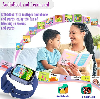 Goodatech Smart Watch for Kids 4-12 Years Boys Girls, 26 Puzzle Games,Camera,Video Music Player,Pedometer,Flashlight,Alarm Clock, Learning Education Toys Gifts (Blue)
