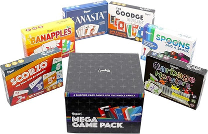 Regal Games Fun Card Games Set for Adults - Canasta, Spoons and a Spork, Garbage Monsters, ScorZo, The Goodge Rules, and Banapples Decks - Fun & Travel Playing Cards for Family Game Night