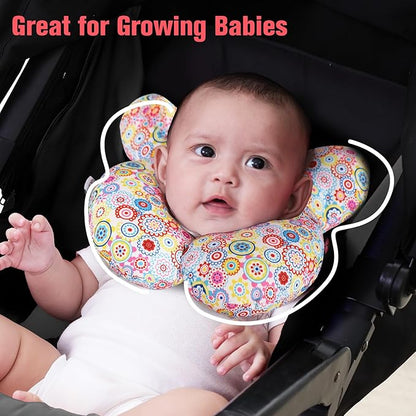 KAKIBLIN Baby Neck Pillow, Upgraded Baby Support Pillow,Baby Neck Support Pillow for Carseat, Newborn Neck Support for Car Seat,Pushchair,Travel (Flower)