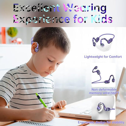 Kids Headphones, Bluetooth 5.2 Air Conduction Open Ear Headphones, 85dB Volume Limiting, Stereo Sound with Mic, IPX5 Waterproof, 20H Playtime, Perfect for School and Outdoor-Deep Blue