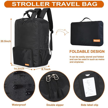 Mactso Stroller Travel Bag Compatible with GB Pockit Air Plus All Terrain and GB Pockit + All City, Lightweight Stroller Travel Backpack for Airplane (Black, L)