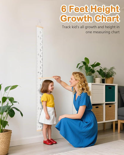 Height Chart for Kids Growth Chart for Wall Kids Height Wall Chart Kids Growth Chart Wall with Keepsake Box Height Measurement Wall Ruler Baby to Child Growth Tracker Neutral Nursery Wall Decor