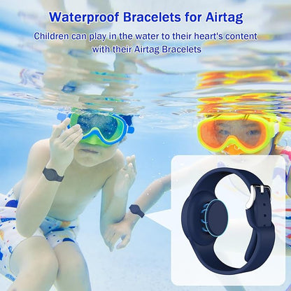R-fun Waterproof for Air Tag Bracelets [2 Pack] Compatible with Apple Air Tag Finders with Soft Silicone,Anti Lost GPS Item Finders Case Cover,Night Blue/Black