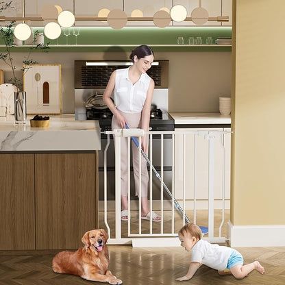 Extra Wide Baby Gate Extra Tall Dog Gate for Stairs Doorways White Metal Tension Child Pet Safety Gates with Pressure Mount 67-71.5 Inch (White)