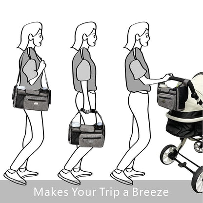 TOPDesign Universal Baby Stroller Organizer, Stroller Caddy with Heightened Insulated Cup Holders & Non-Slip Secure Hooks Accessories, Fits Most Strollers, Machine Washable (Green)