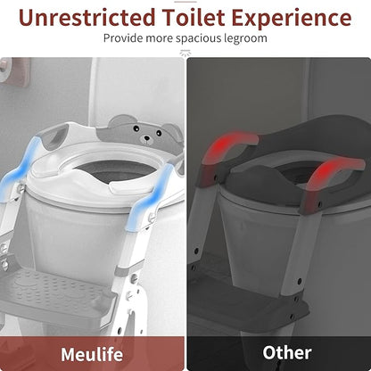 Potty Training Seat, Upgrade 2 in 1 Potty Training Toilet for Toddler, Toddler Toilet Seat for Boys Girls with Splash Guard, Anti-Slip Pad and Step Stool (Grey)