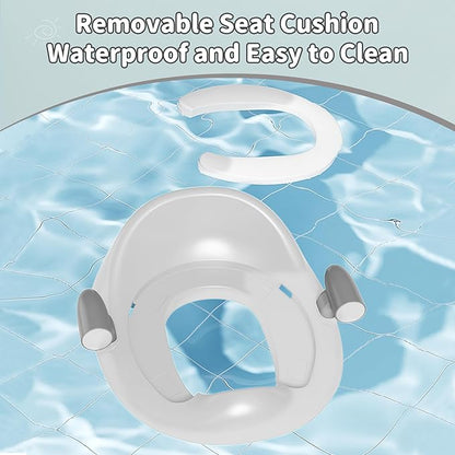 Potty Training Toilet Seat with Kids Step Stool Anti-Slip Toddler Seat, Soft Cushion, Baby Potty Training Set for Boys & Girls (Grey)