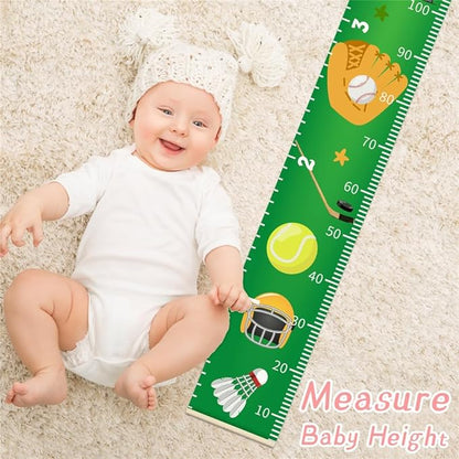 Baby Height Growth Chart - Canvas Height Chart for Kids Baby Child Toddler Boys Girls Growth Chart for Wall Room Nursery Decor Hangable and Removable Measuring Wall Ruler (Rocket, Beige Wood)