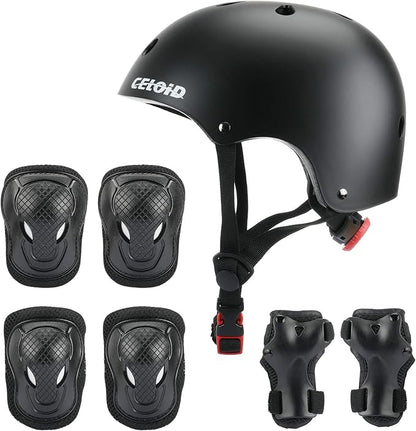 Kids Bike Skateboard Helmet Pad Set,Toddler Cyling Protective Gear Knee & Elbow Pads Wrist Guards for 5-8-10-12-14-16 Years Girls Boys Bicycle Scooter Roller Skate Inline Skating Rollerblading