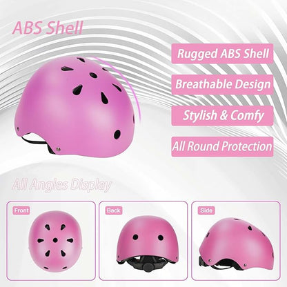 Kids Bike Helmet Set Adjustable Helmet for Ages 3-15 Kids Toddler Boys Girls Youth, Multi-Sport Bicycle Skateboarding Football Rollerskating Scooter Rollerblade Balance Bike Helmets